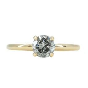 1.01ct Salt and Pepper Diamond Plain Solitaire in 14k Yellow Gold