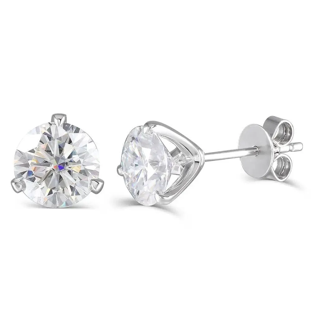 14k / 18k White Gold Moissanite Stud Earrings 2ctw