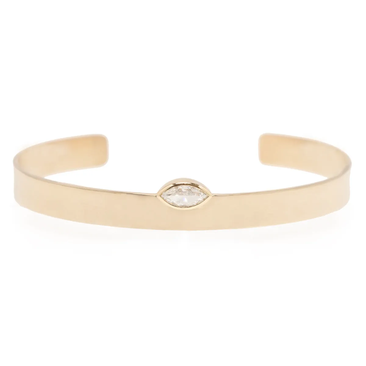 14k Marquise Diamond Wide Cuff