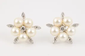 14k White Gold 0.96tcw Diamond & Pearl Earrings (14.59g.)