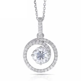 14k White Gold Moissanite Necklace / Pendant 1ct Center Stone