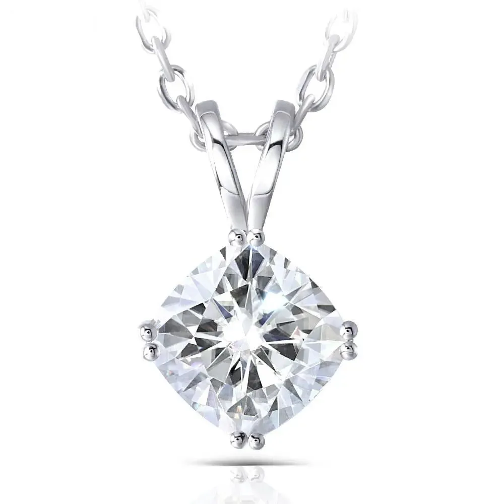 14k White Gold Moissanite Necklace / Pendant 2ct