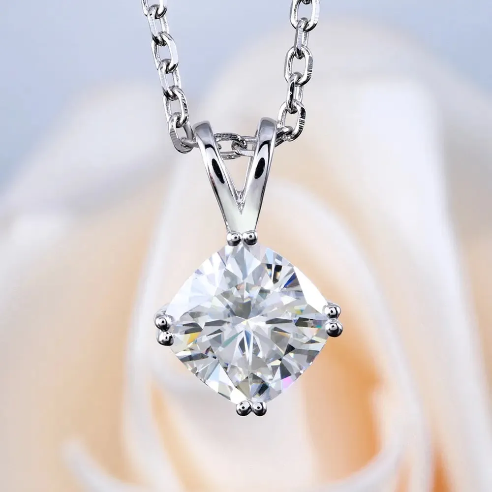 14k White Gold Moissanite Necklace / Pendant 2ct