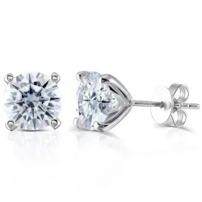 14k White Gold Stud Moissanite Earrings 1.3ctw - 2.6ctw Options