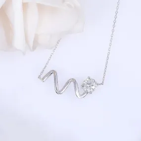 14k White Gold Wavy Moissanite Necklace 1ct