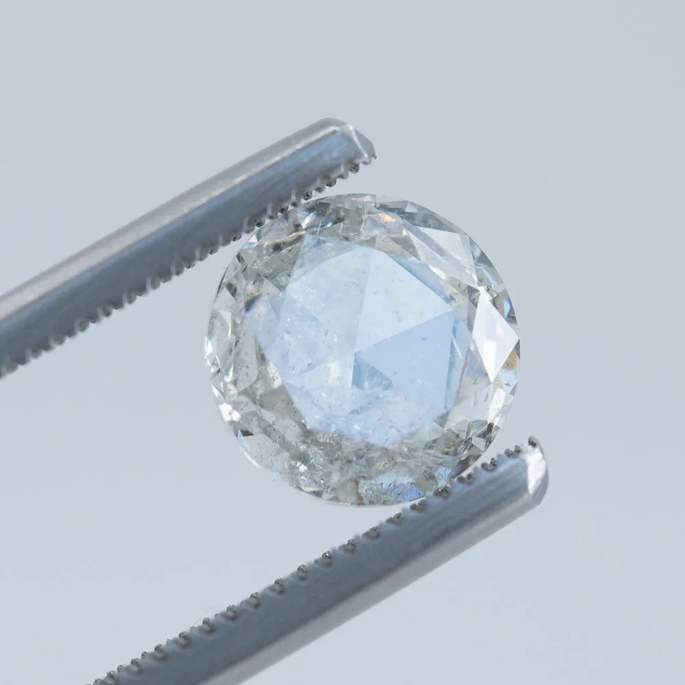 1.67CT ROUND ROSECUT DIAMOND, WHITE CLEAR, 7.58X3.62MM