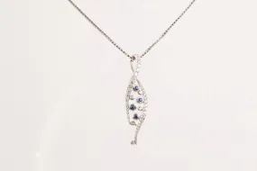 16" 18k White Gold 0.13tcw Sapphire 0.60tcw Diamond Necklace (4.96g.)