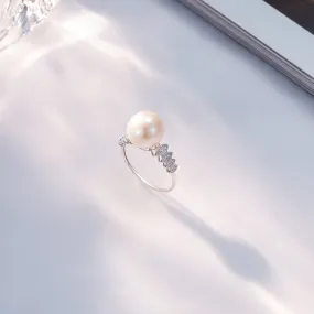 18K Solid Gold Pearl Ring KR00021