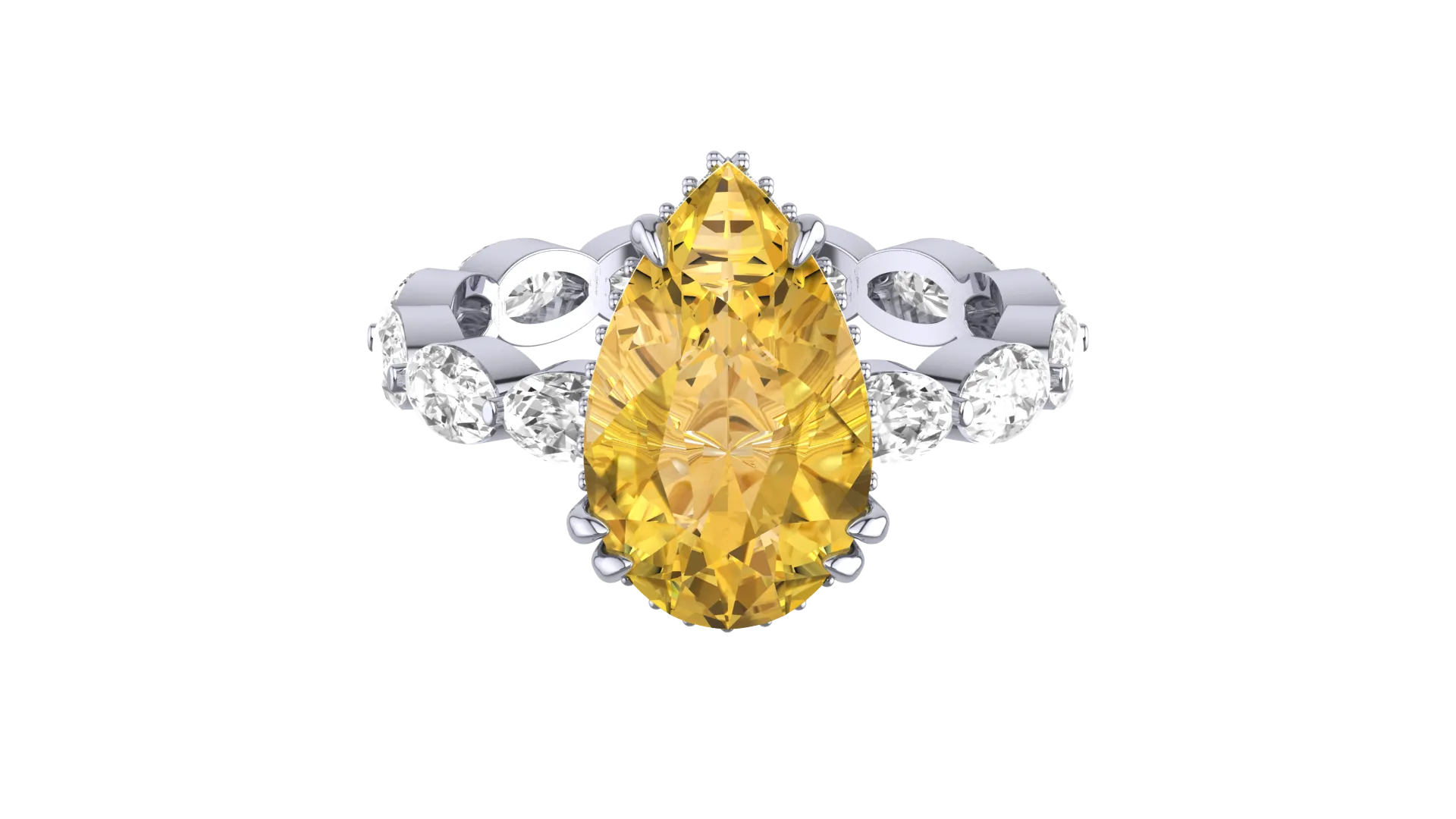 6.8CT Pear Canary Yellow Moissanite Engagement Ring