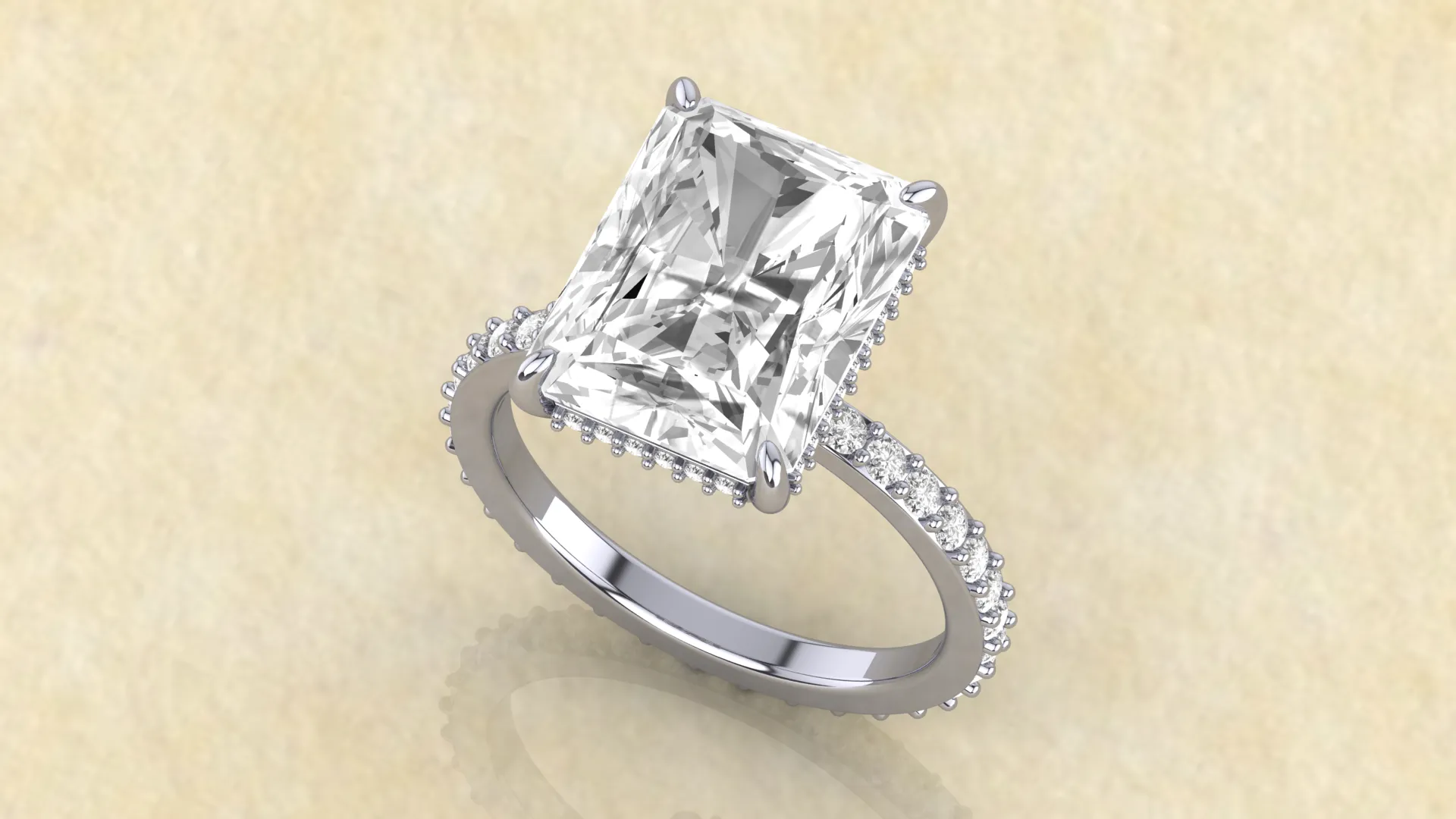 8 Carat Moissanite Radiant Cut Engagement Ring