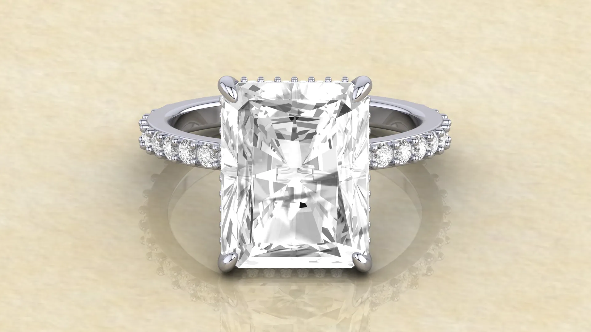 8 Carat Moissanite Radiant Cut Engagement Ring