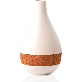 Aesthetic Content Horizon Ceramic & Cork Vase | White