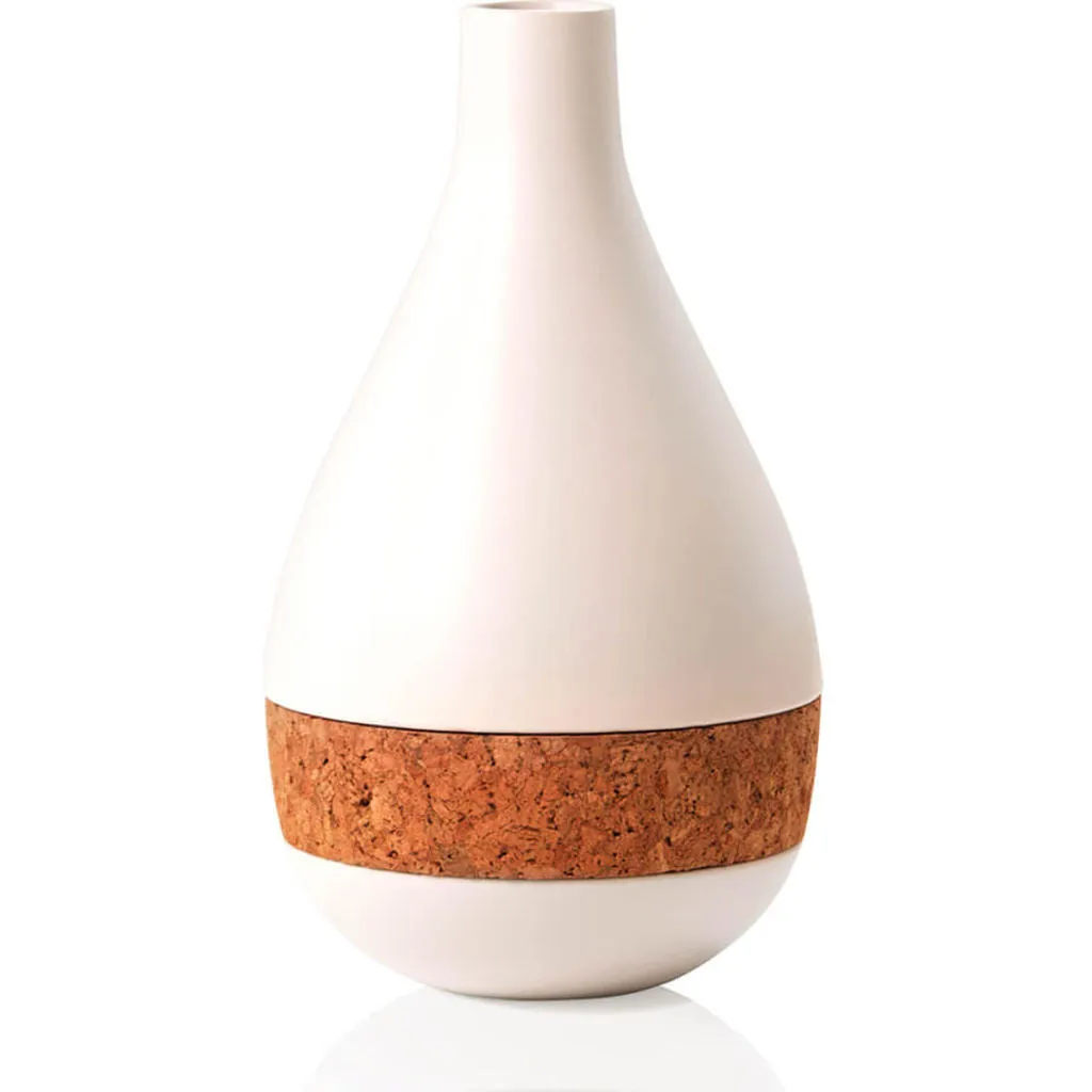 Aesthetic Content Horizon Ceramic & Cork Vase | White