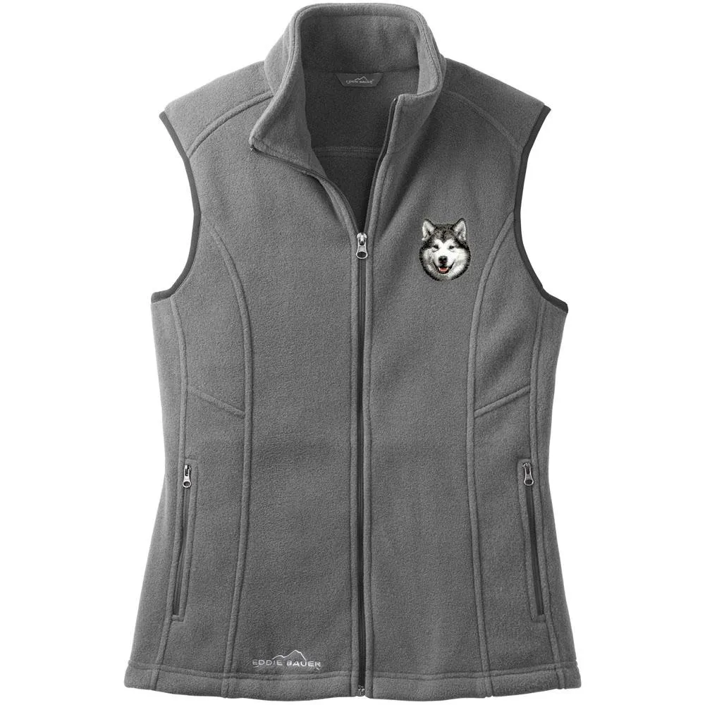 Alaskan Malamute Embroidered Ladies Fleece Vest