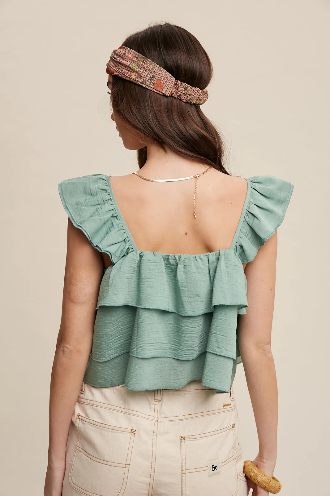 All Over Ruffle Square Neck Blouse Top