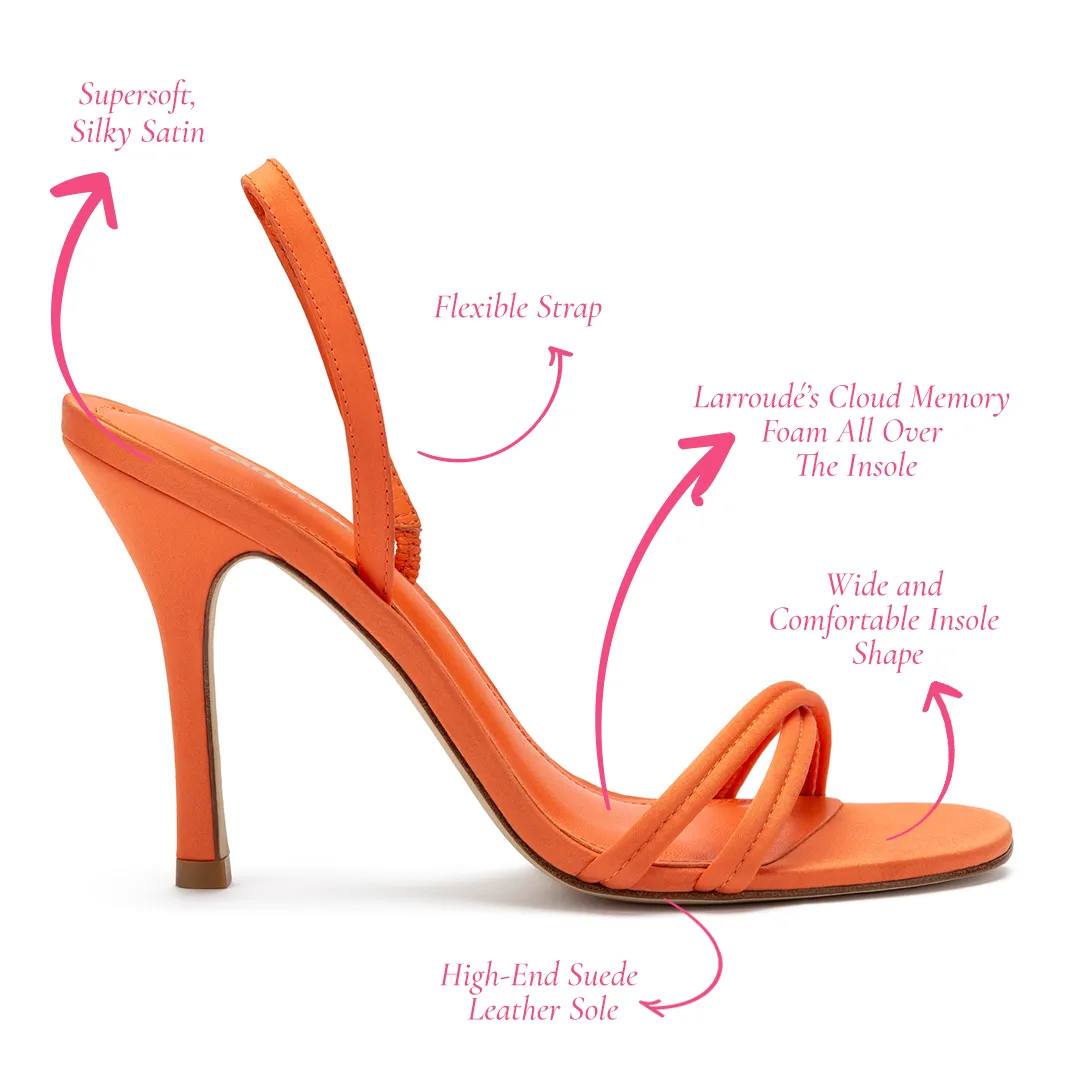 Annie Sandal In Orange Satin