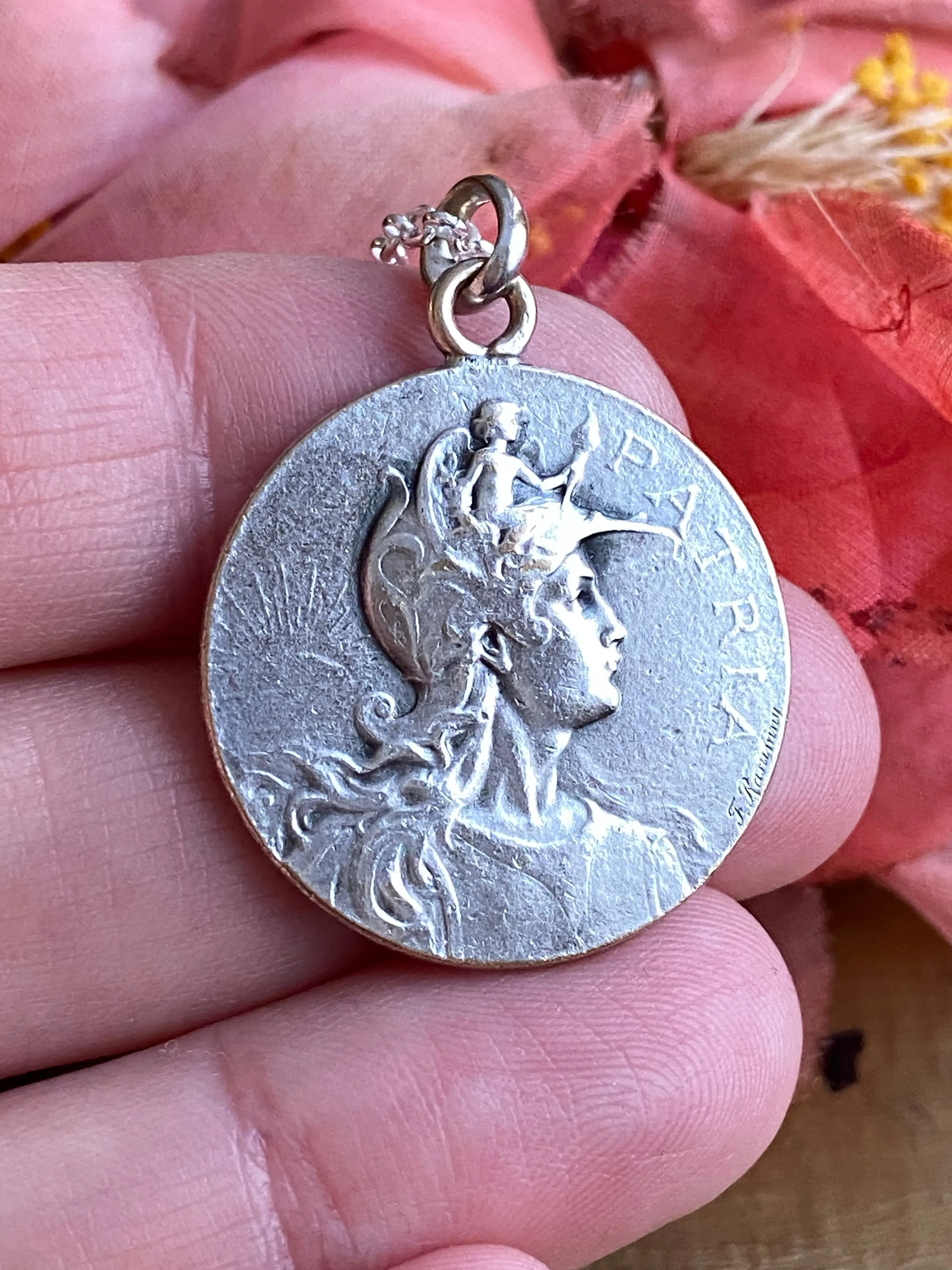 Antique French Victory Goddess Medal