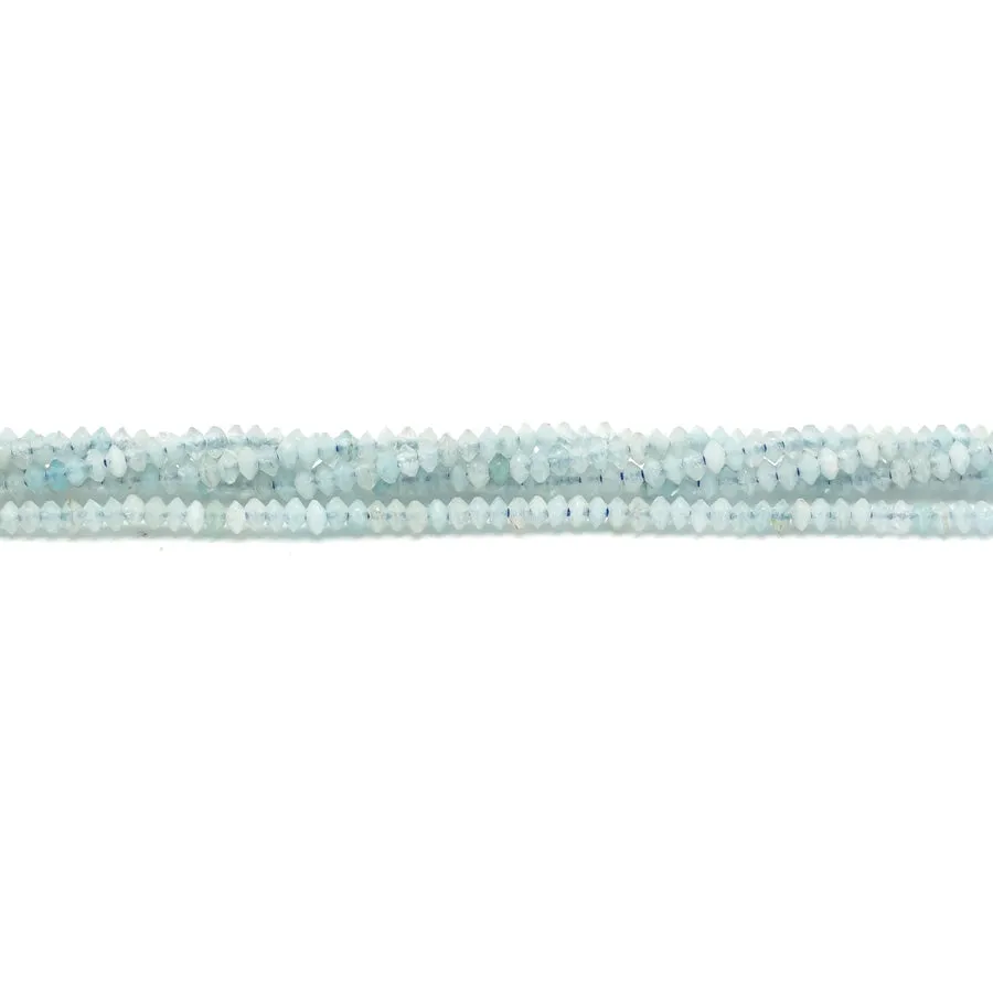 Aquamarine 1x2mm Faceted Saucer - 15-16 Inch - CLEARANCE