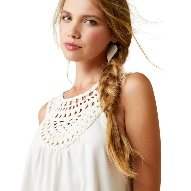 'Ariat' Women's Scarlet Crochet Tank - Cloud Dancer