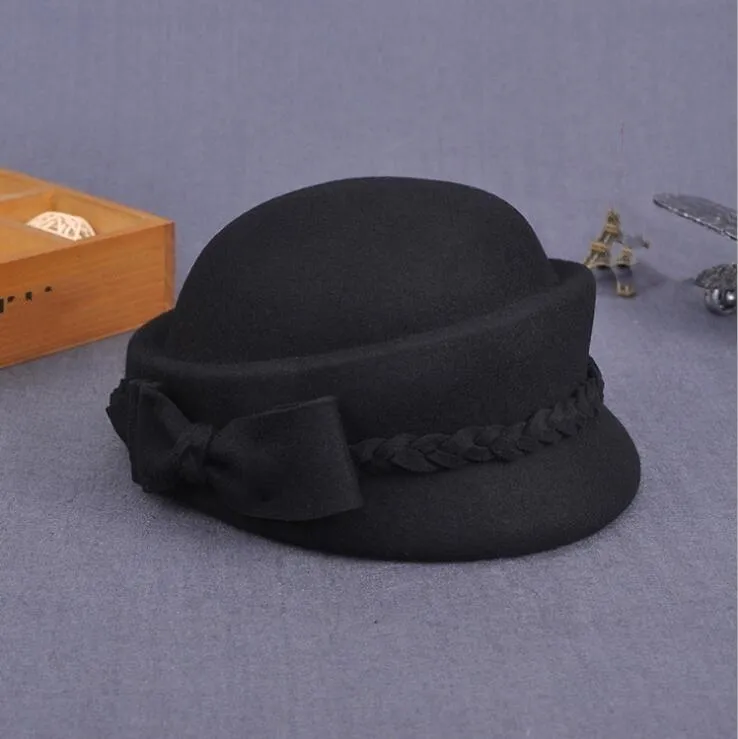 Australian Wool Pillbox Beret with Bow