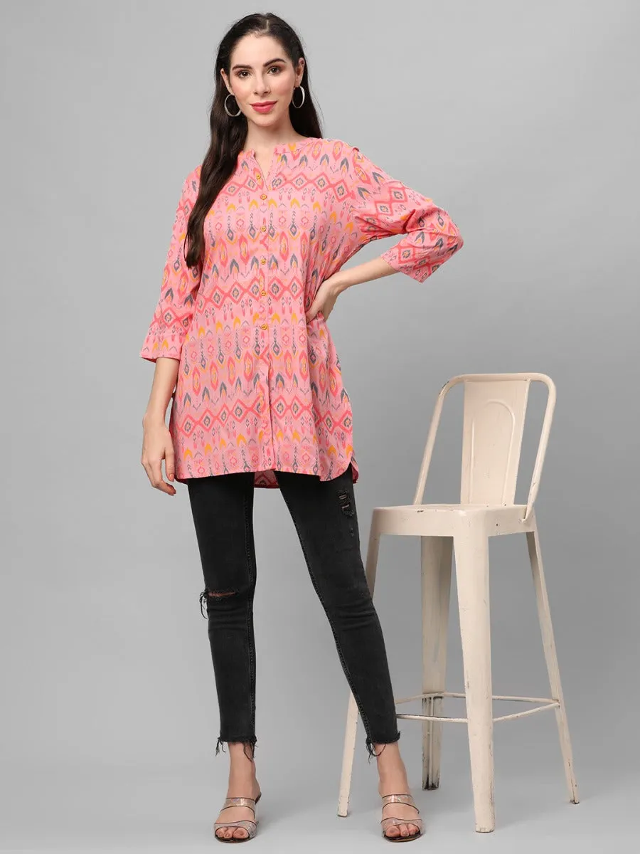 Baby Pink Geometric Printed Tunic