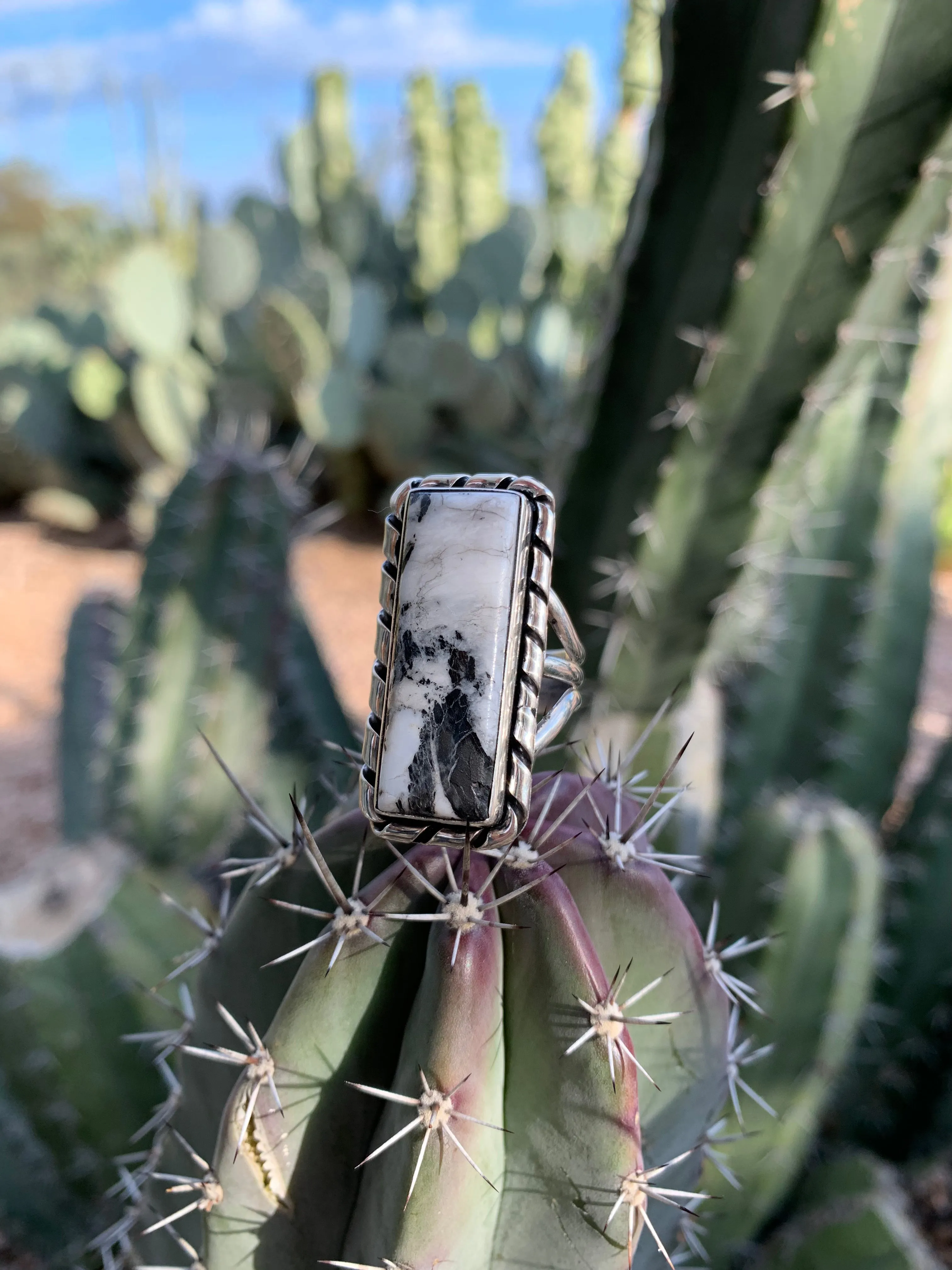 Bar of White Buffalo ring size 10