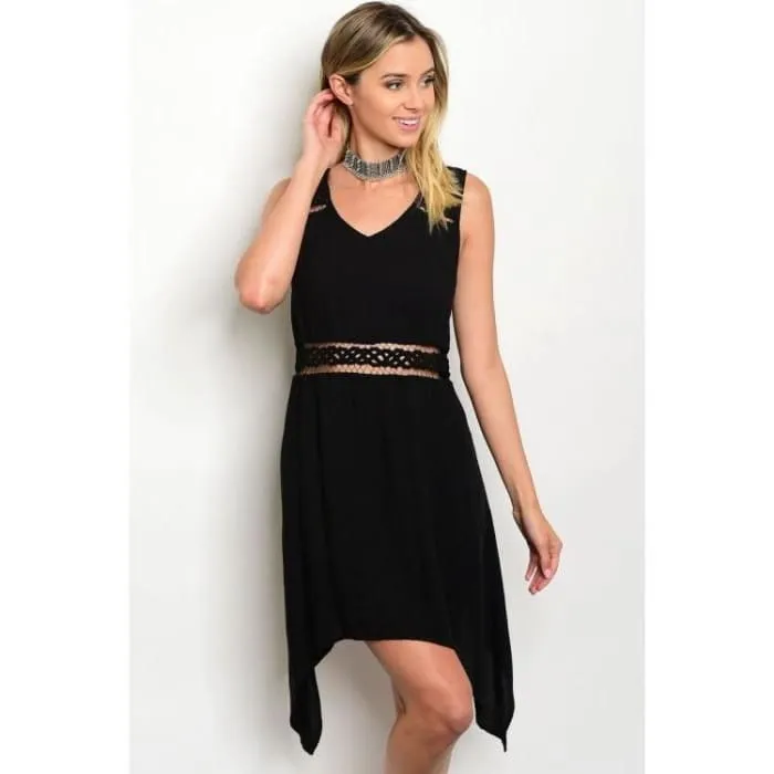 Black Sharkbite Hem Dress