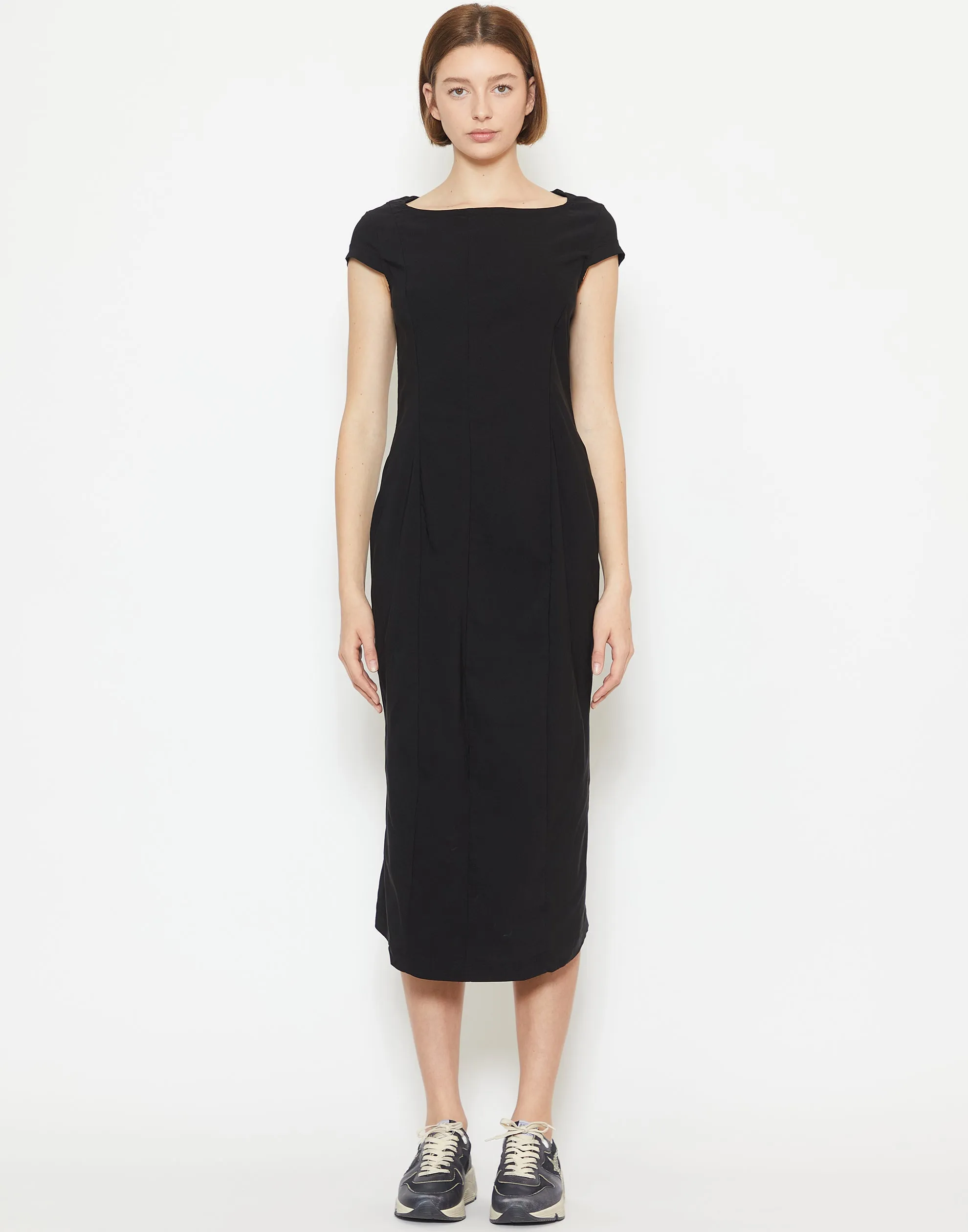 Black Viscose Blend Stretch Dress