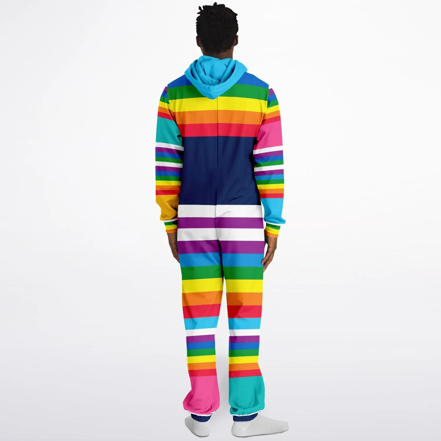 Blue Horizon Rainbow Stripe Fleece Unisex Romper