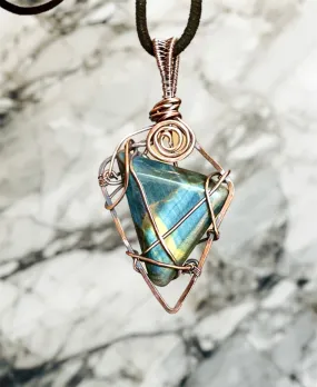 Blue Tiger Eye Wire Wrapped Pendant