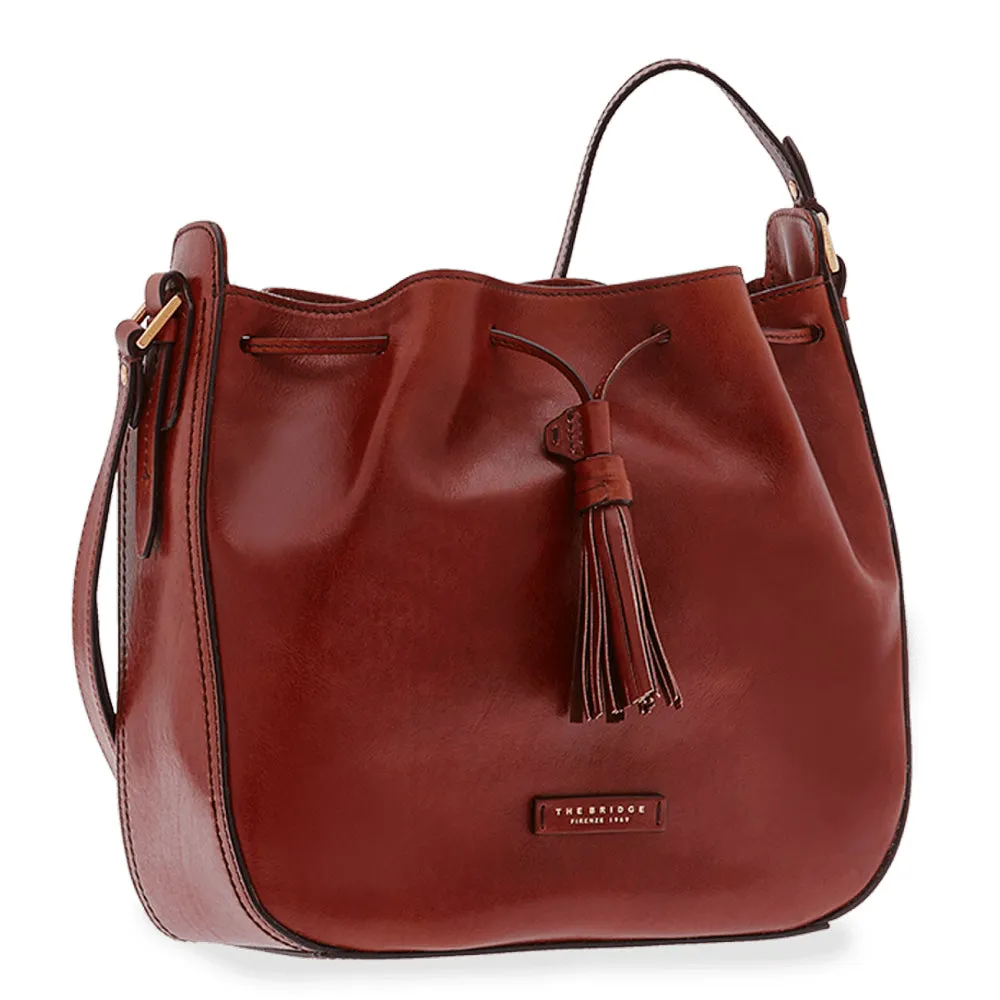 Borsa Donna a Secchiello con Tracolla THE BRIDGE in Pelle Marrone linea Florentin