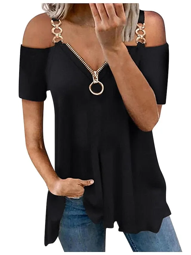 Burgundy Cold Shoulder Tunic Tee for Women