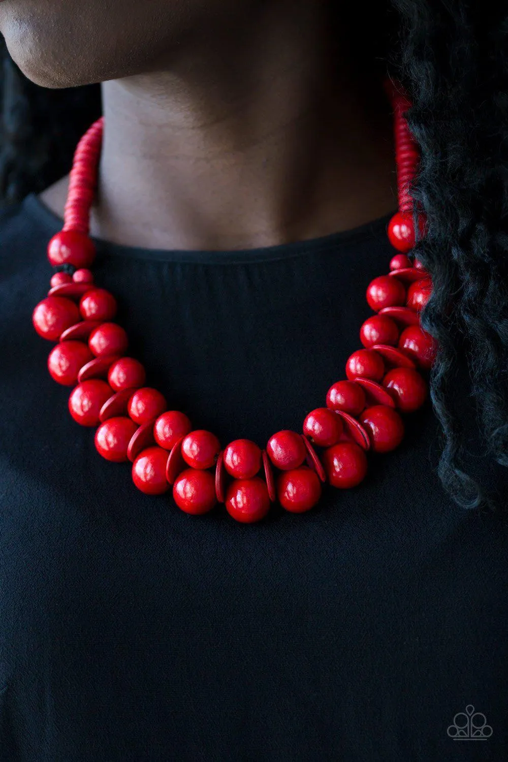 Caribbean Cover Girl Red Wood Necklace - Paparazzi Accessories