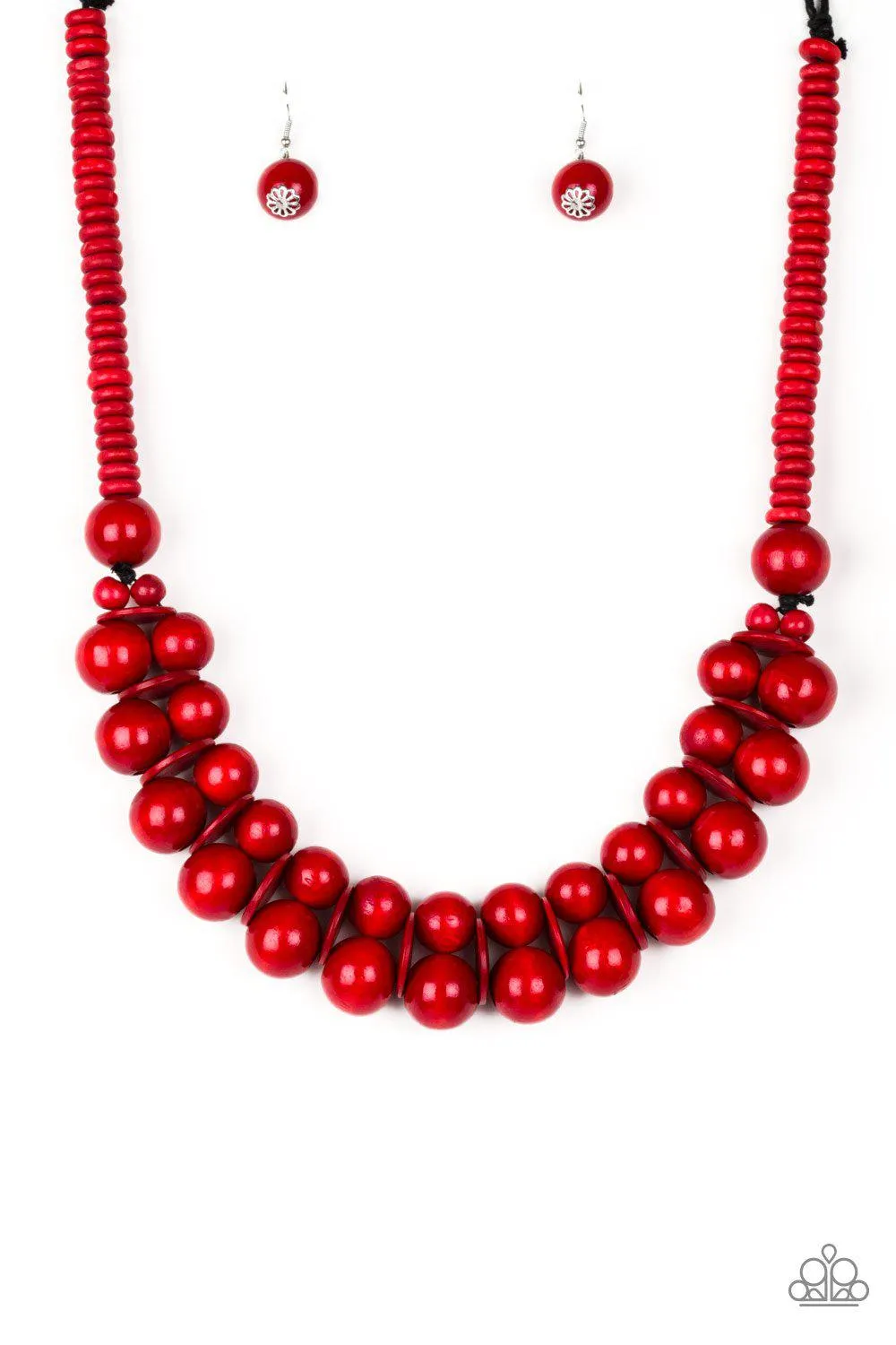 Caribbean Cover Girl Red Wood Necklace - Paparazzi Accessories