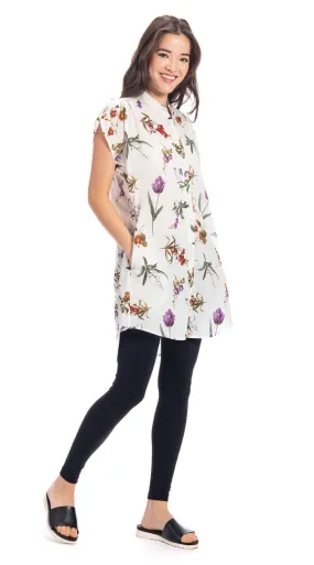 Chelsea Tunic - white botanical - cotton