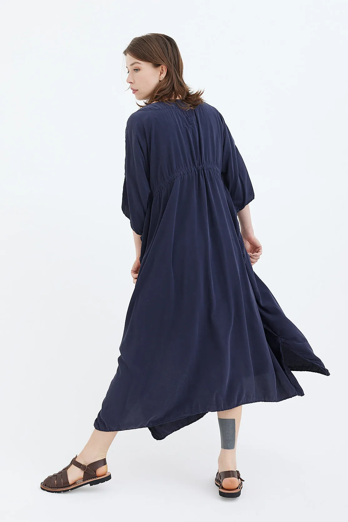 Chez Vidalenc - Silk Poncho Dress - Black & Blue