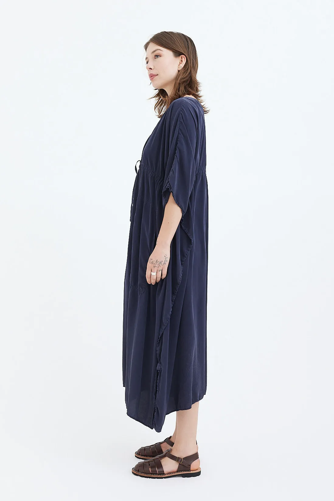 Chez Vidalenc - Silk Poncho Dress - Black & Blue