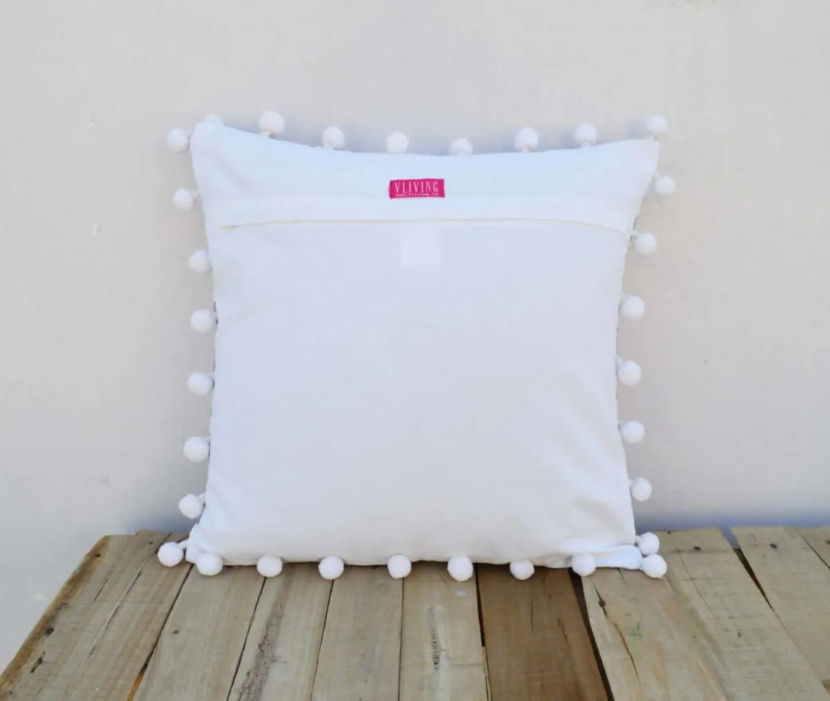 Christmas pillow cover, moroccan print, white pompom lace, 100% cotton, bohemian, tribal, size available