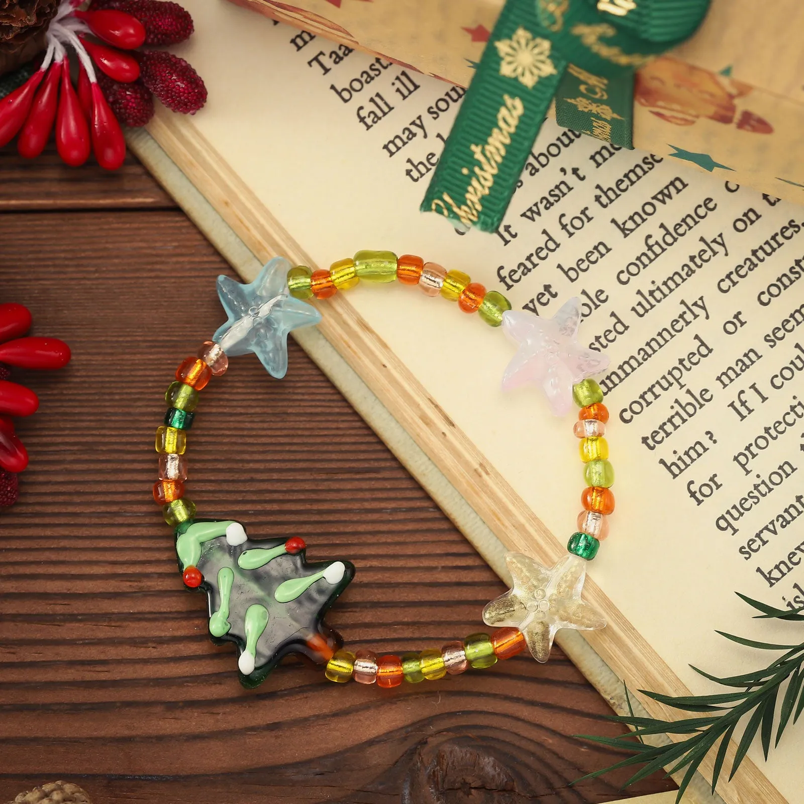 Christmas Tree Starfish Bracelet