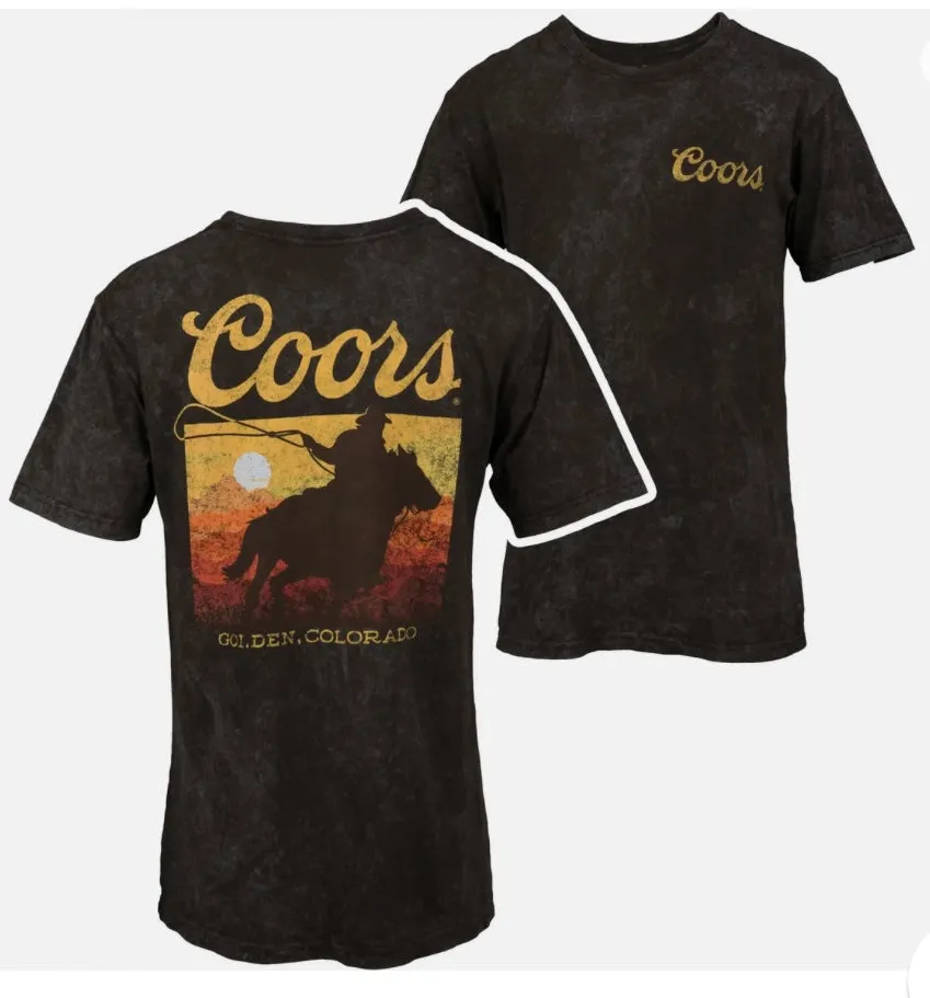 Coors Distressed Brown CO Cowboy Tee