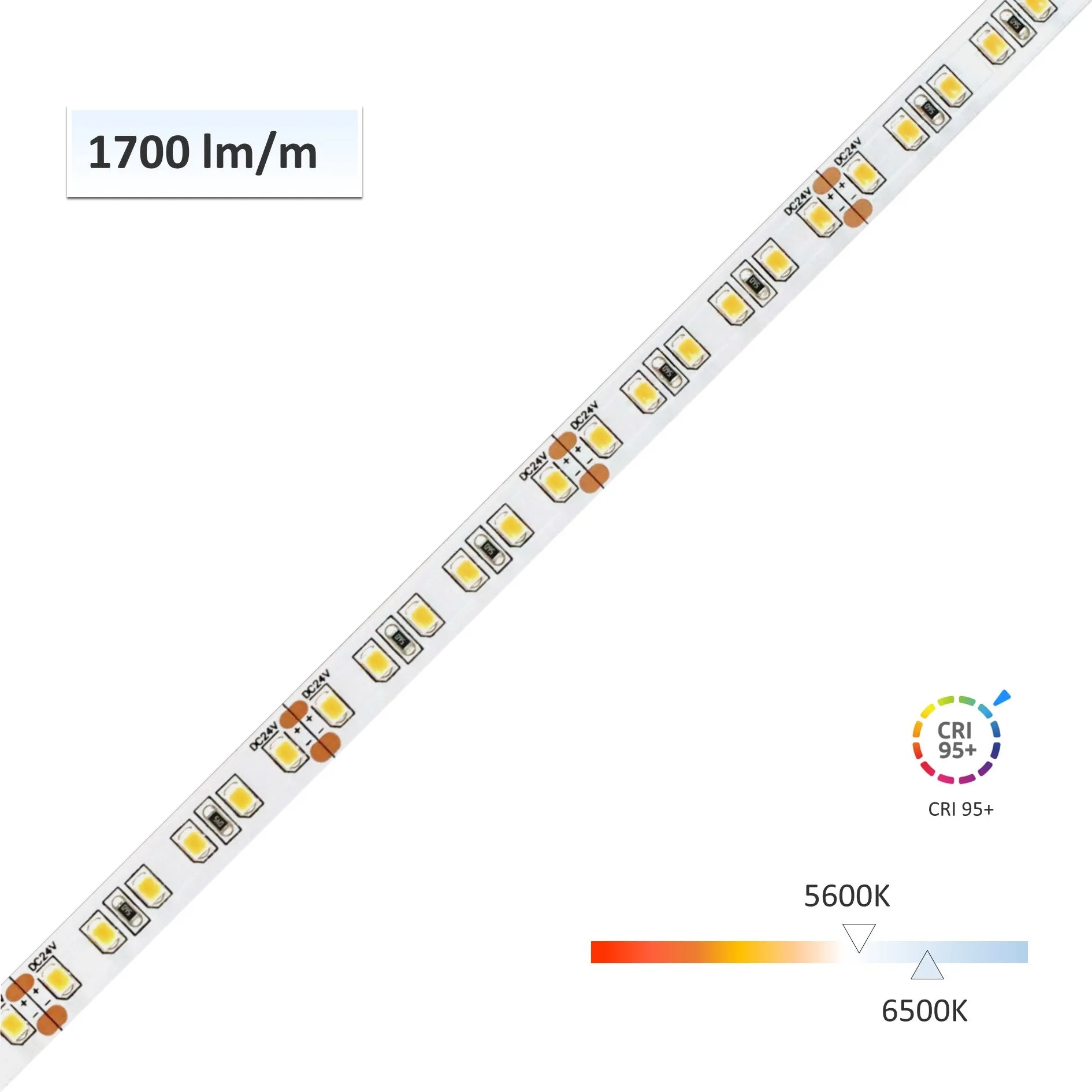 CRI-MAX CRI 95  LED Flexible Strip 5600K 6500K- 5m/Reel