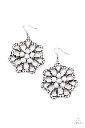 Dazzling Dewdrops - White Earrings