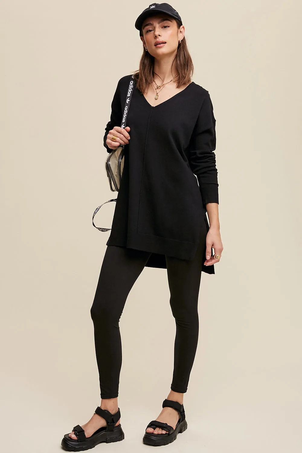 Deep V-neck Loose Fit Pullover Sweater