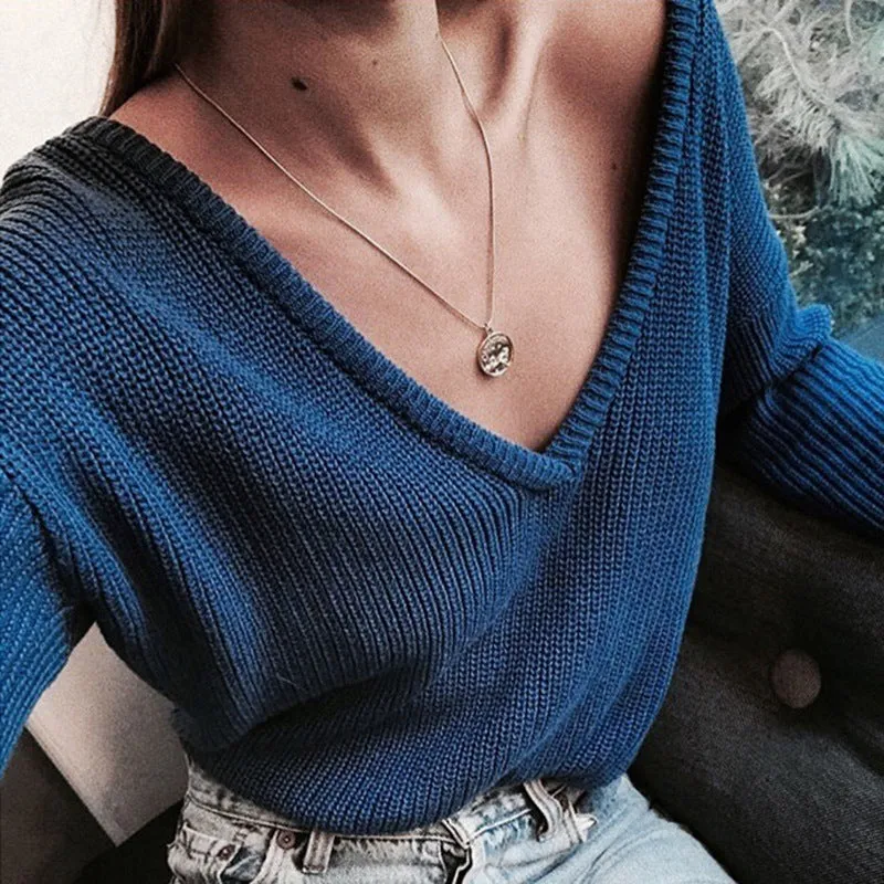 Deep V Neck Sweater