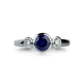 Diamond and Sapphire Three Stone Ring