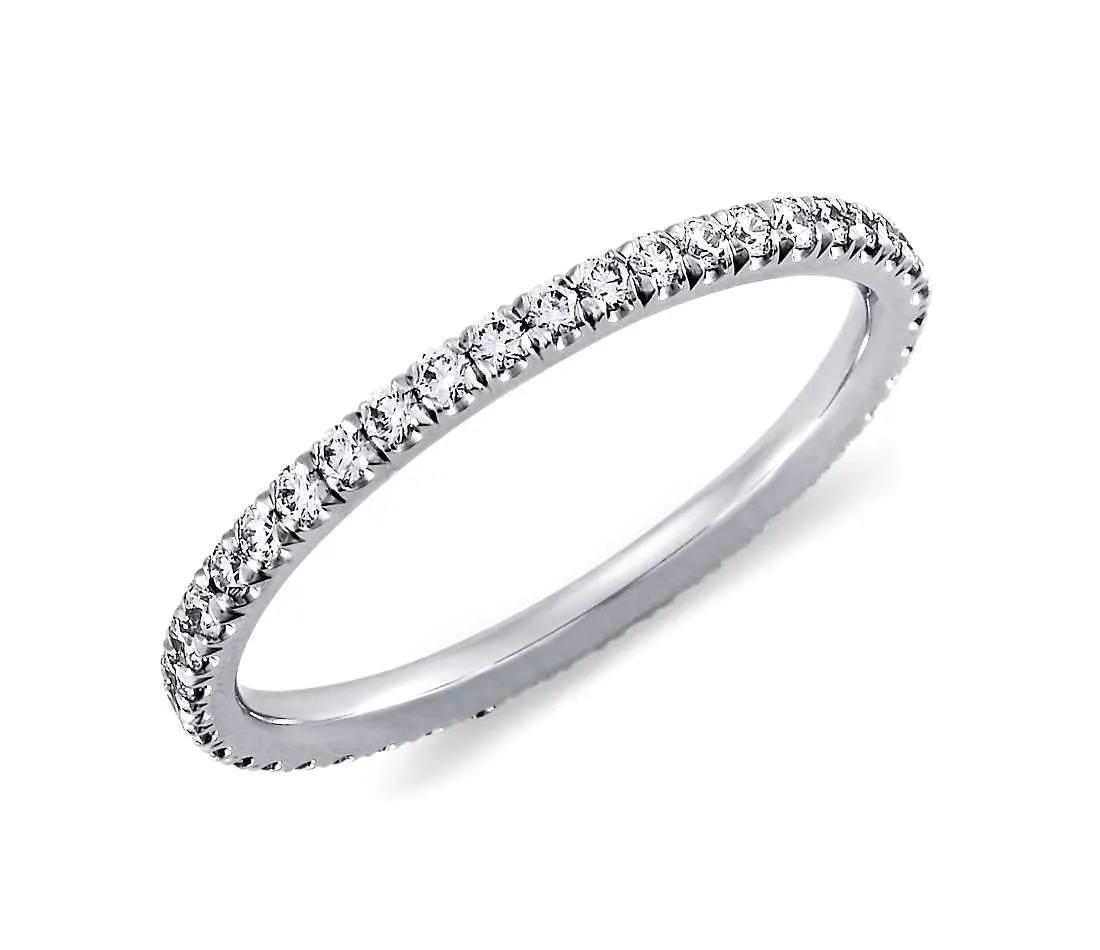 Diamond Wedding Band .40ct Round Diamonds Pave Eternity Platinum Ring Wedding Anniversary Band