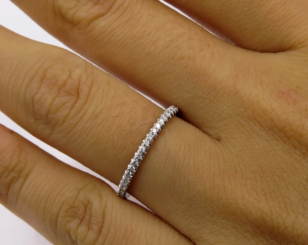 Diamond Wedding Band .40ct Round Diamonds Pave Eternity Platinum Ring Wedding Anniversary Band