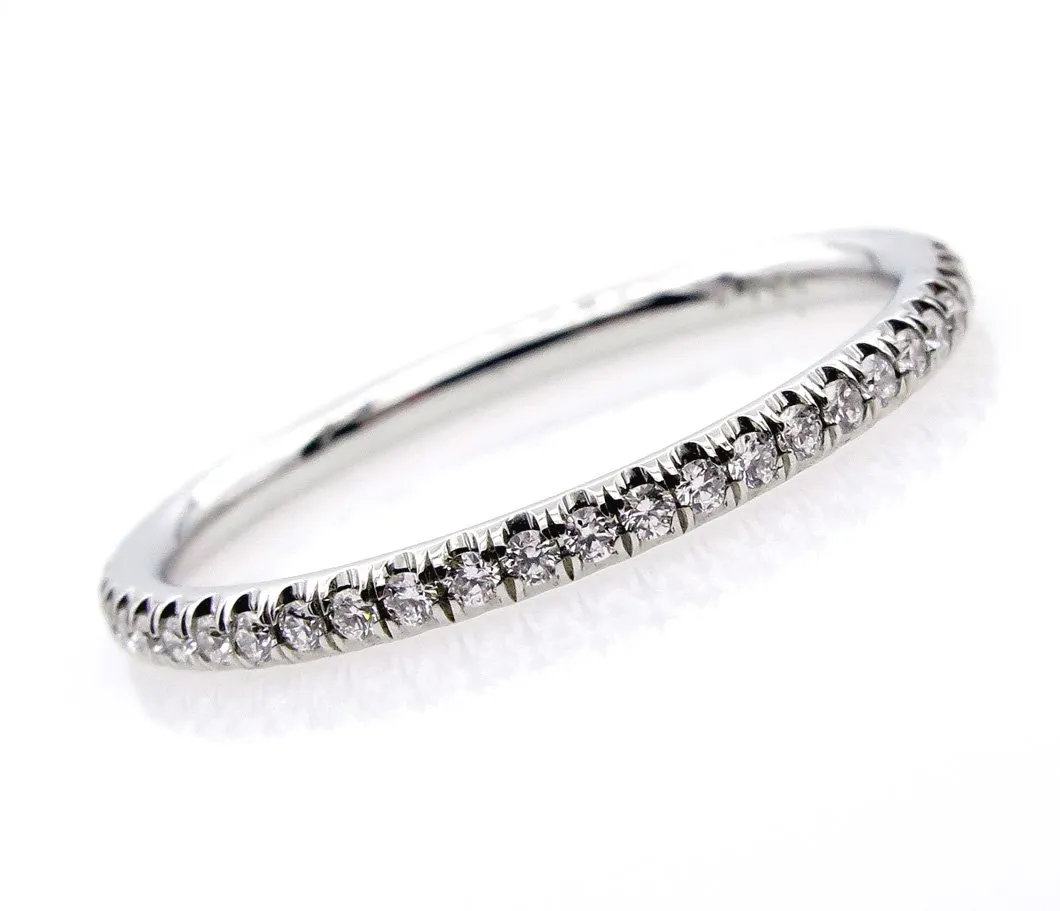 Diamond Wedding Band .40ct Round Diamonds Pave Eternity Platinum Ring Wedding Anniversary Band