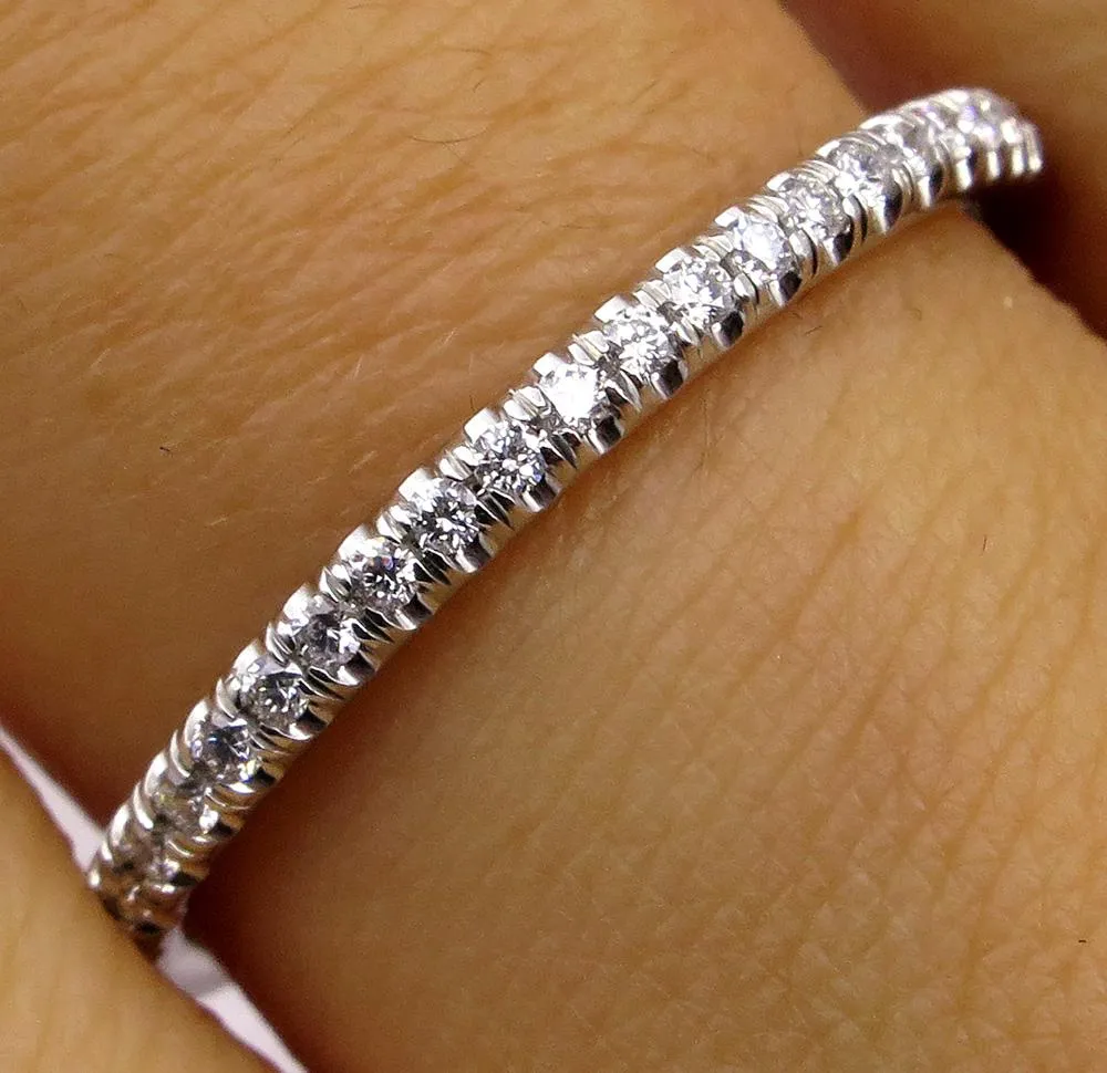 Diamond Wedding Band .40ct Round Diamonds Pave Eternity Platinum Ring Wedding Anniversary Band