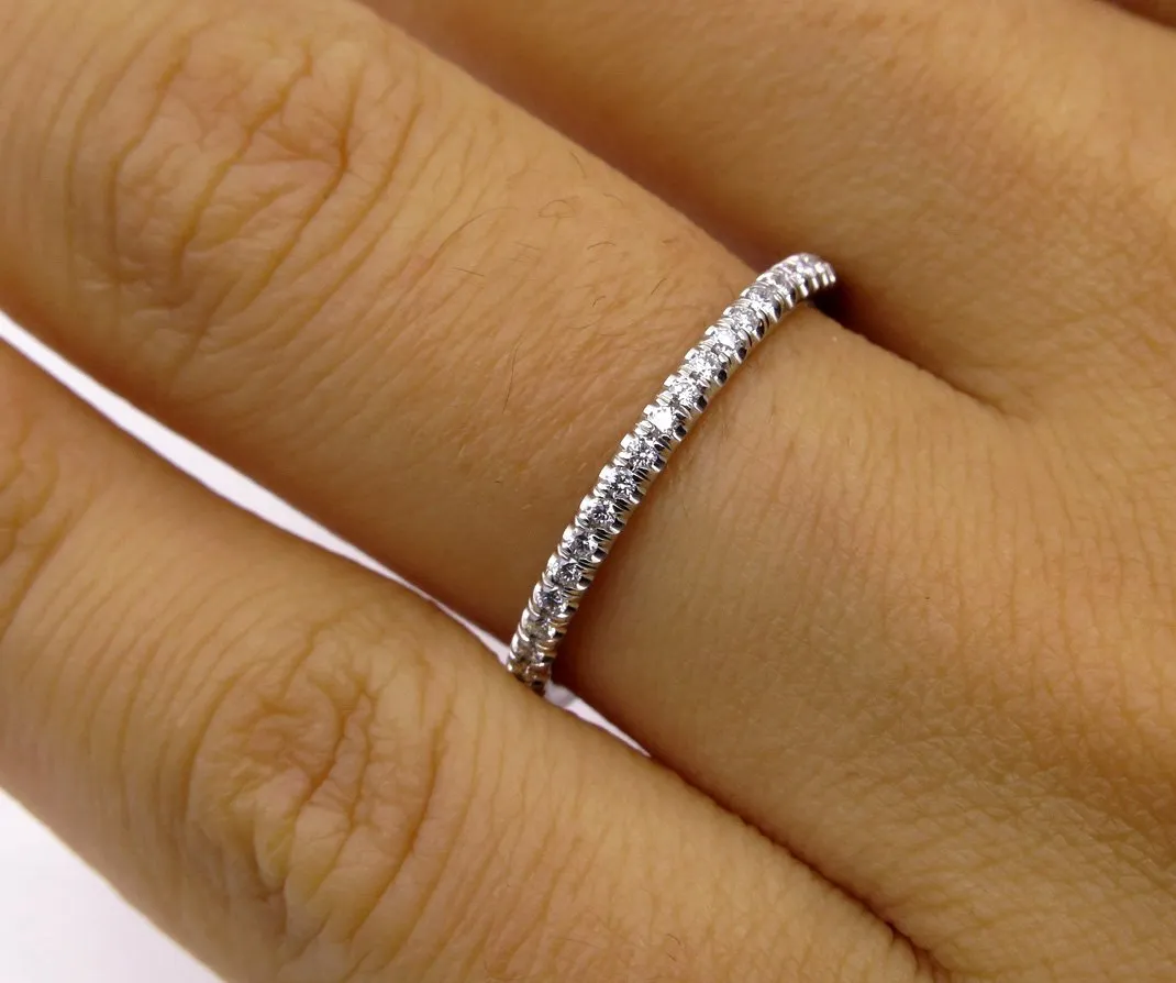 Diamond Wedding Band .40ct Round Diamonds Pave Eternity Platinum Ring Wedding Anniversary Band